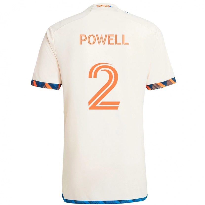 Danxen Criança Camisola Alvas Powell #2 Branco Azul Laranja Alternativa 2025/26 Camisa