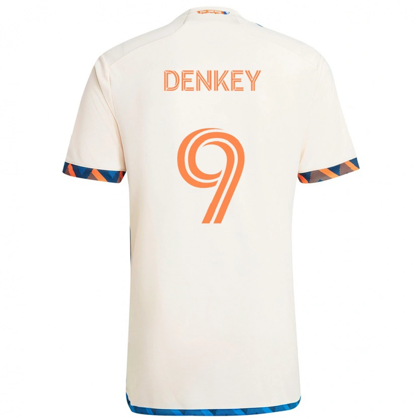 Danxen Criança Camisola Kévin Denkey #9 Branco Azul Laranja Alternativa 2025/26 Camisa
