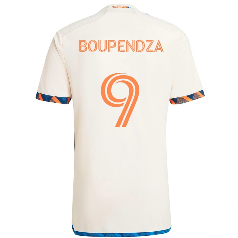 Danxen Criança Camisola Aaron Boupendza #9 Branco Azul Laranja Alternativa 2025/26 Camisa
