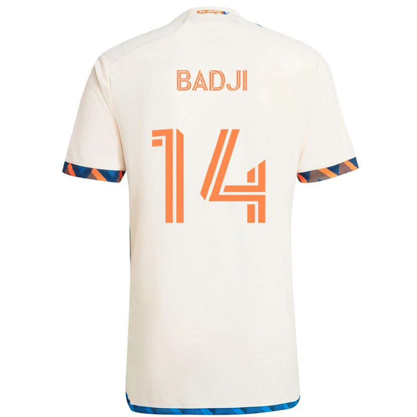 Danxen Criança Camisola Dominique Badji #14 Branco Azul Laranja Alternativa 2025/26 Camisa