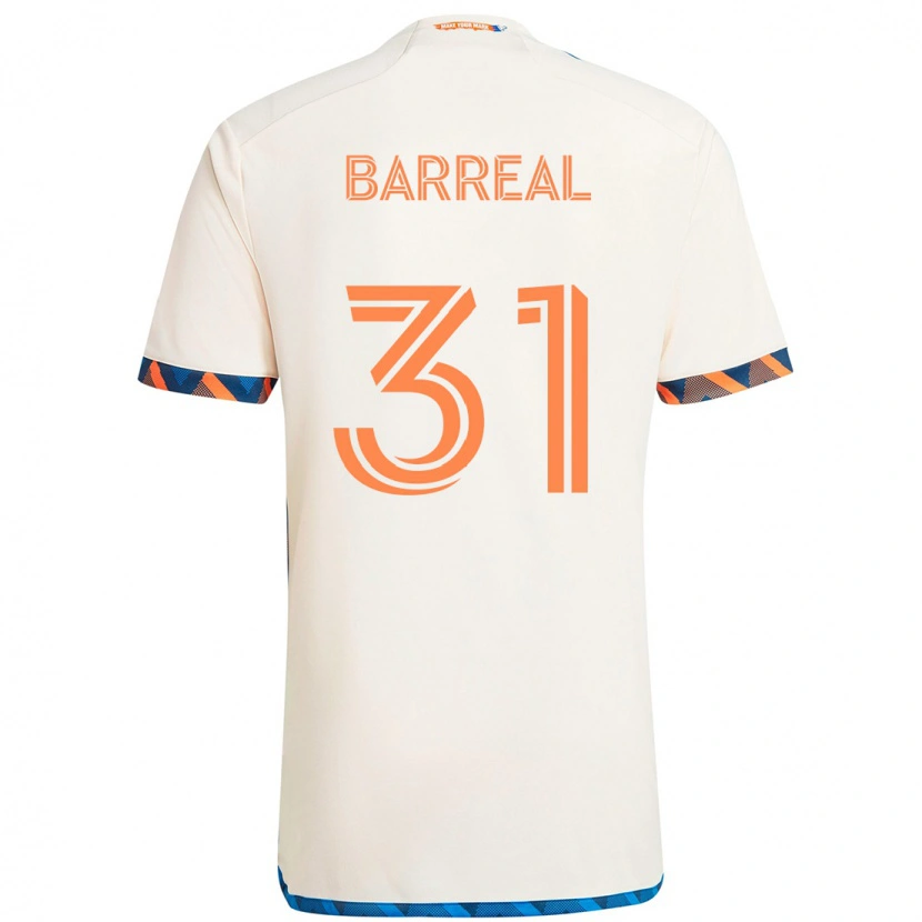 Danxen Criança Camisola Álvaro Barreal #31 Branco Azul Laranja Alternativa 2025/26 Camisa