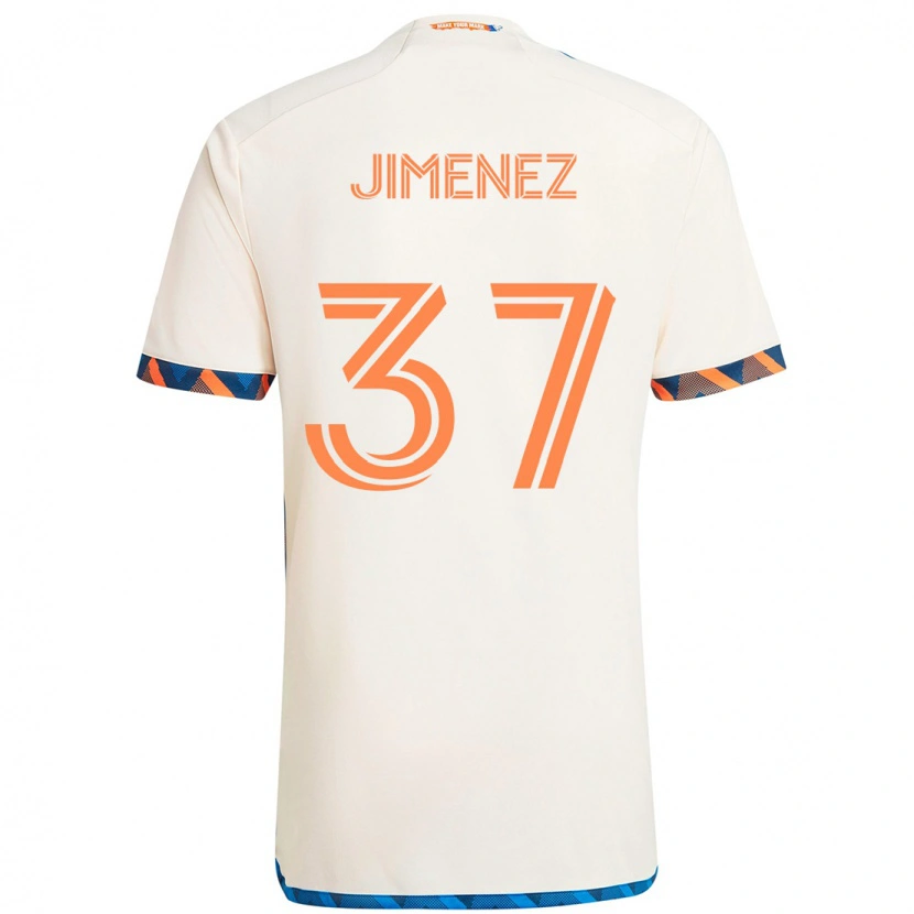 Danxen Criança Camisola Stiven Jimenez #37 Branco Azul Laranja Alternativa 2025/26 Camisa