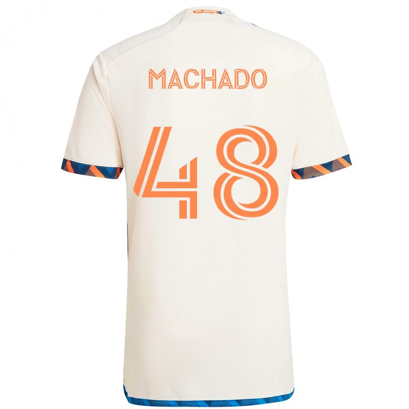 Danxen Criança Camisola Juan Machado #48 Branco Azul Laranja Alternativa 2025/26 Camisa