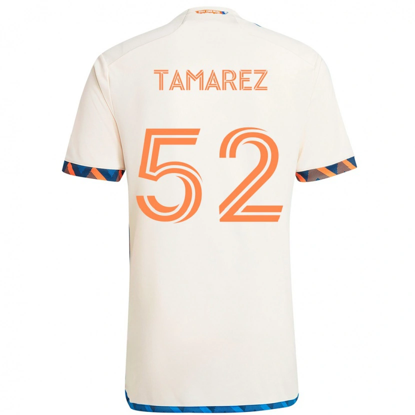 Danxen Criança Camisola Lucas Tamarez #52 Branco Azul Laranja Alternativa 2025/26 Camisa