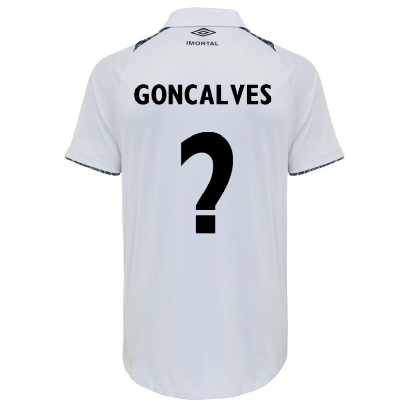 Danxen Criança Camisola Matheus Gonçalves #0 Branco Azul Alternativa 2025/26 Camisa