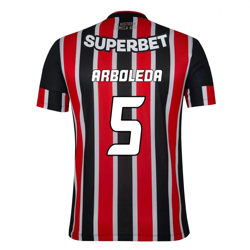 Danxen Criança Camisola Robert Arboleda #5 Preto Vermelho Alternativa 2025/26 Camisa