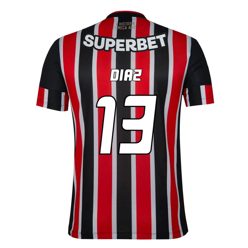 Danxen Criança Camisola Enzo Díaz #13 Preto Vermelho Alternativa 2025/26 Camisa