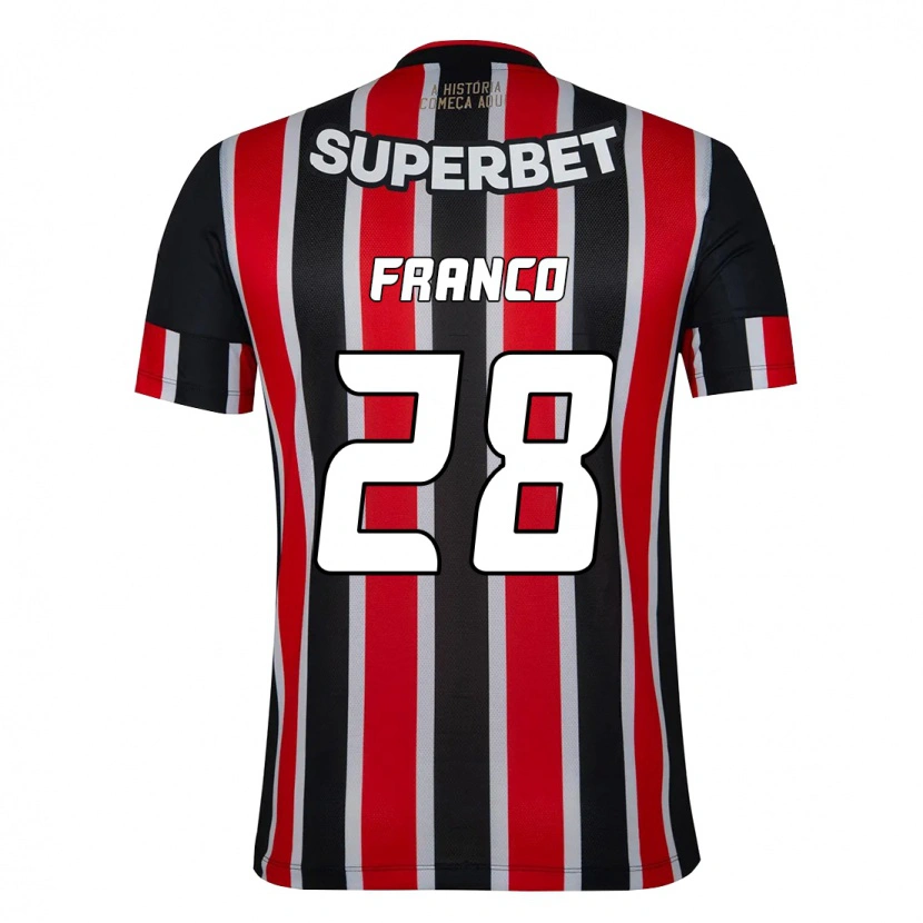 Danxen Criança Camisola Alan Franco #28 Preto Vermelho Alternativa 2025/26 Camisa