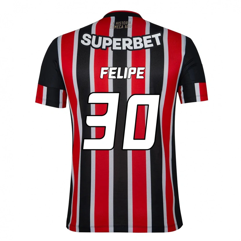 Danxen Criança Camisola Everton Felipe #30 Preto Vermelho Alternativa 2025/26 Camisa