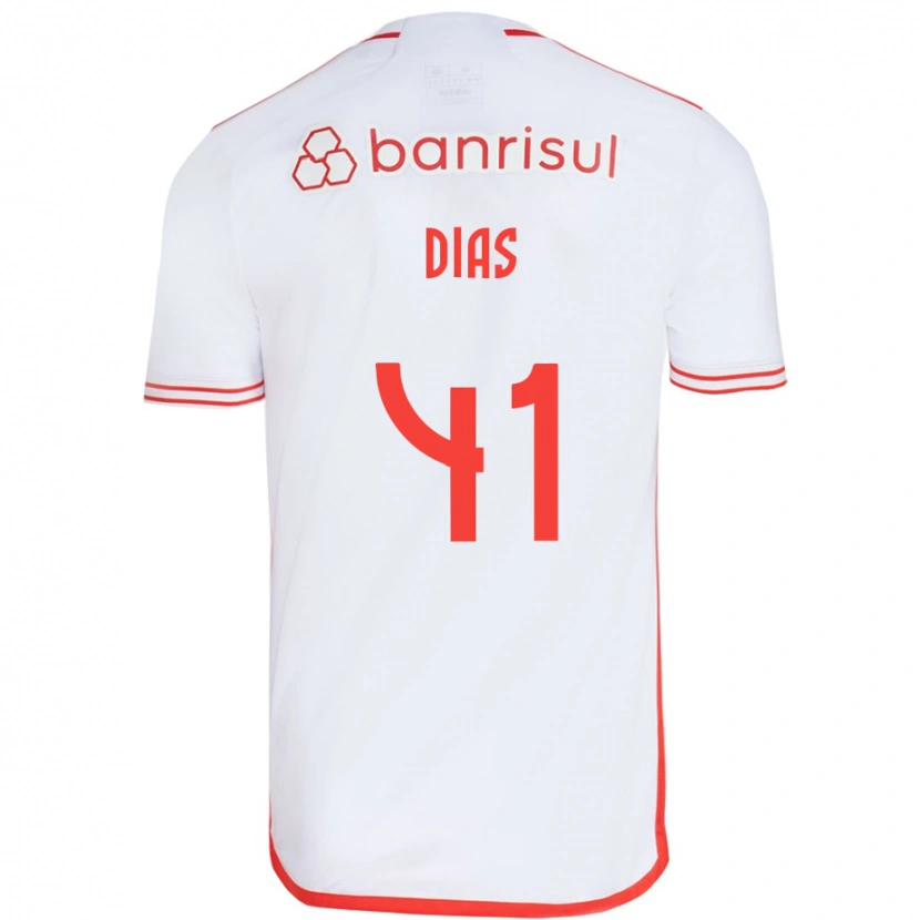 Danxen Criança Camisola Matheus Dias #41 Branco Vermelho Alternativa 2025/26 Camisa