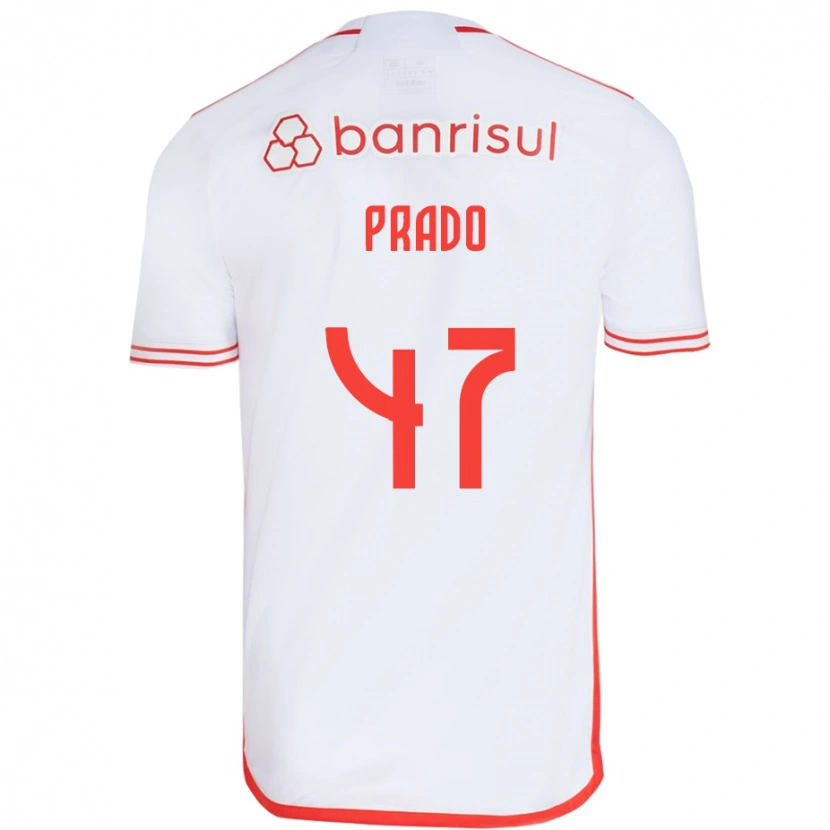 Danxen Criança Camisola Gustavo Prado #47 Branco Vermelho Alternativa 2025/26 Camisa