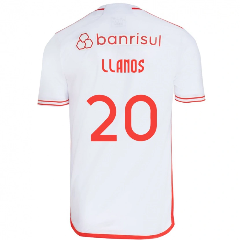 Danxen Criança Camisola Pati Llanos #20 Branco Vermelho Alternativa 2025/26 Camisa