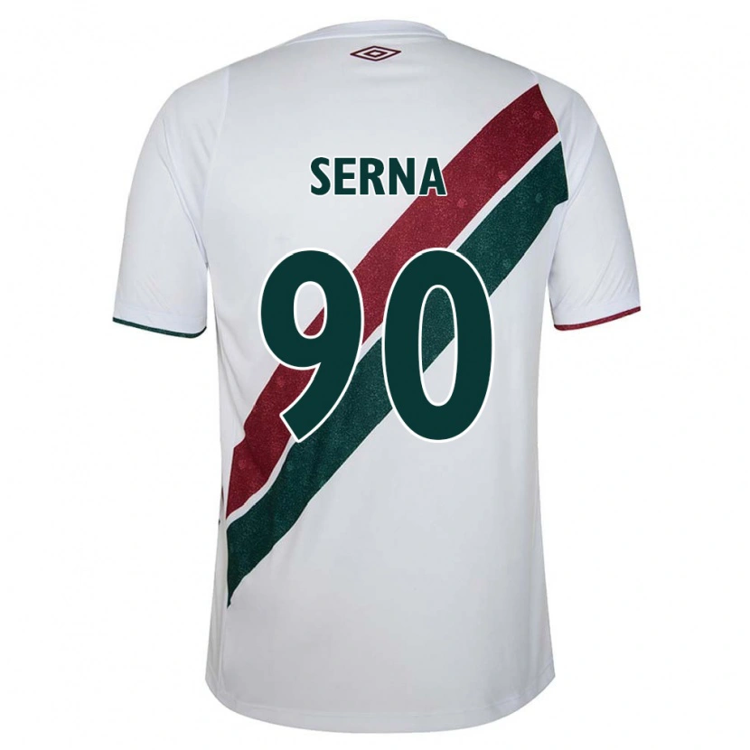 Danxen Criança Camisola Kevin Serna #90 Branco Verde Bordô Alternativa 2025/26 Camisa