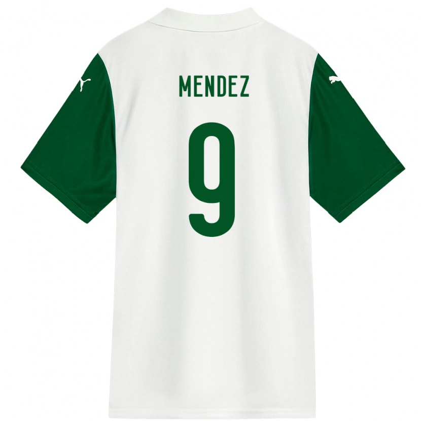 Danxen Criança Camisola Cesar Mendez #9 Branco Verde Alternativa 2025/26 Camisa