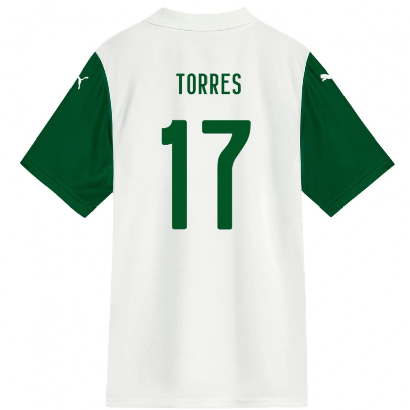 Danxen Criança Camisola Facundo Torres #17 Branco Verde Alternativa 2025/26 Camisa