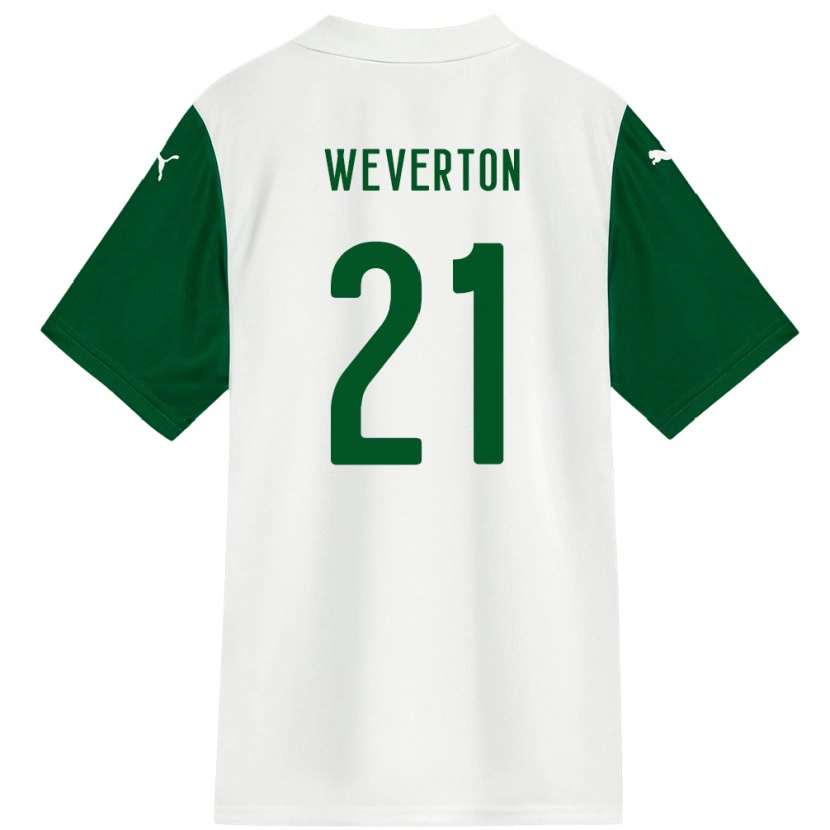 Danxen Criança Camisola Weverton #21 Branco Verde Alternativa 2025/26 Camisa