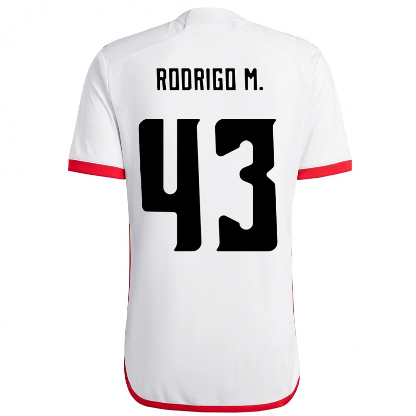 Danxen Criança Camisola Rodrigo Muniz #43 Branco Vermelho Alternativa 2025/26 Camisa