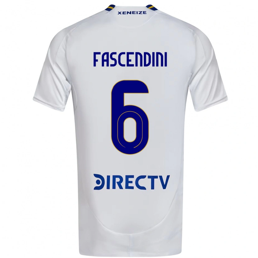 Danxen Criança Camisola Valentin Fascendini #6 Branco Azul Alternativa 2025/26 Camisa