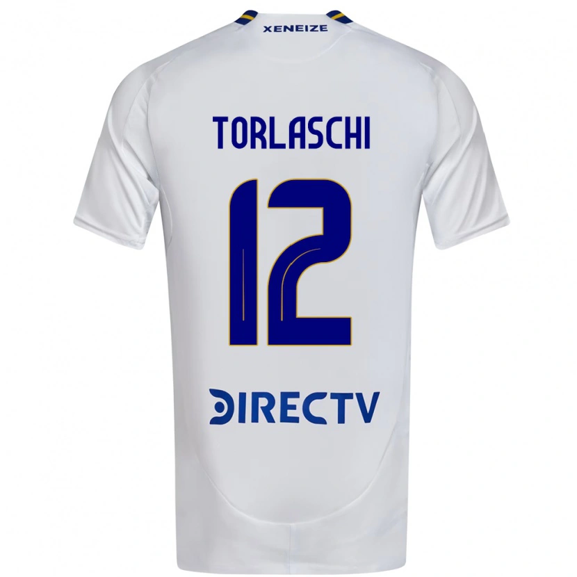 Danxen Criança Camisola Lucas Torlaschi #12 Branco Azul Alternativa 2025/26 Camisa