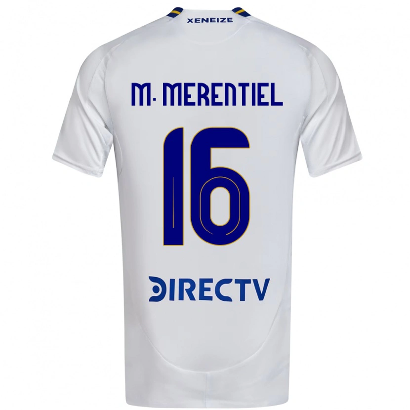 Danxen Criança Camisola Miguel Merentiel #16 Branco Azul Alternativa 2025/26 Camisa