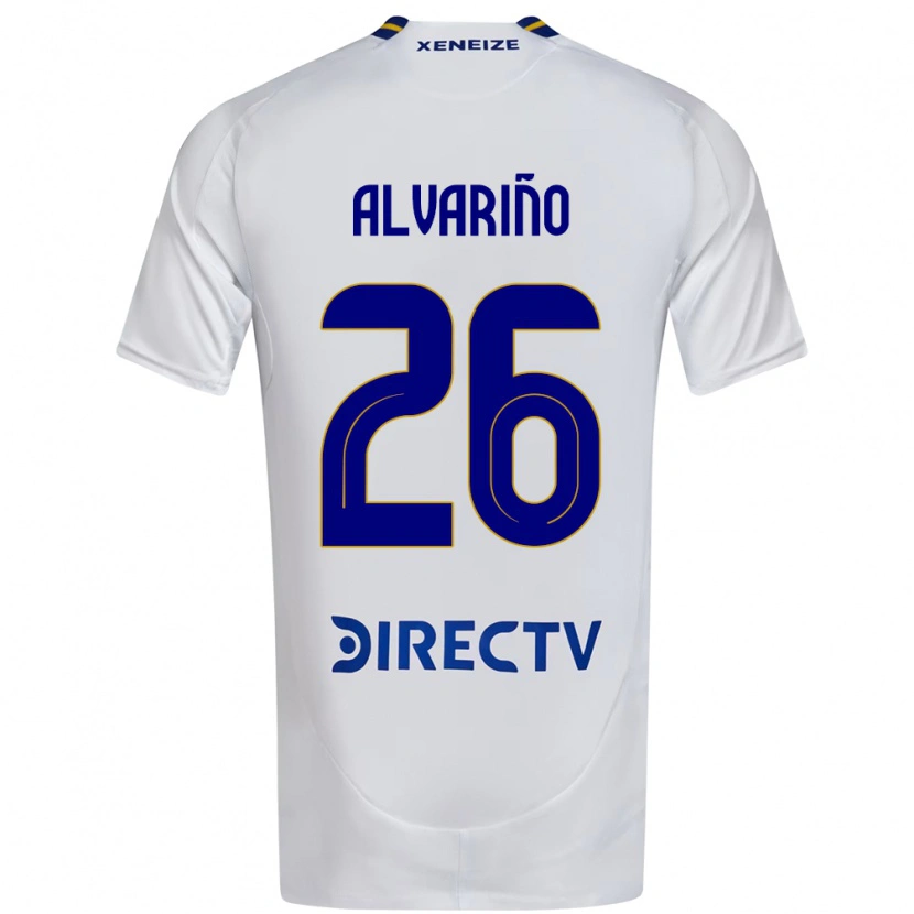 Danxen Criança Camisola Alexis Alvariño #26 Branco Azul Alternativa 2025/26 Camisa