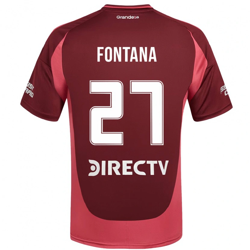 Danxen Criança Camisola Agustin Fontana #27 Bordô Magenta Alternativa 2025/26 Camisa