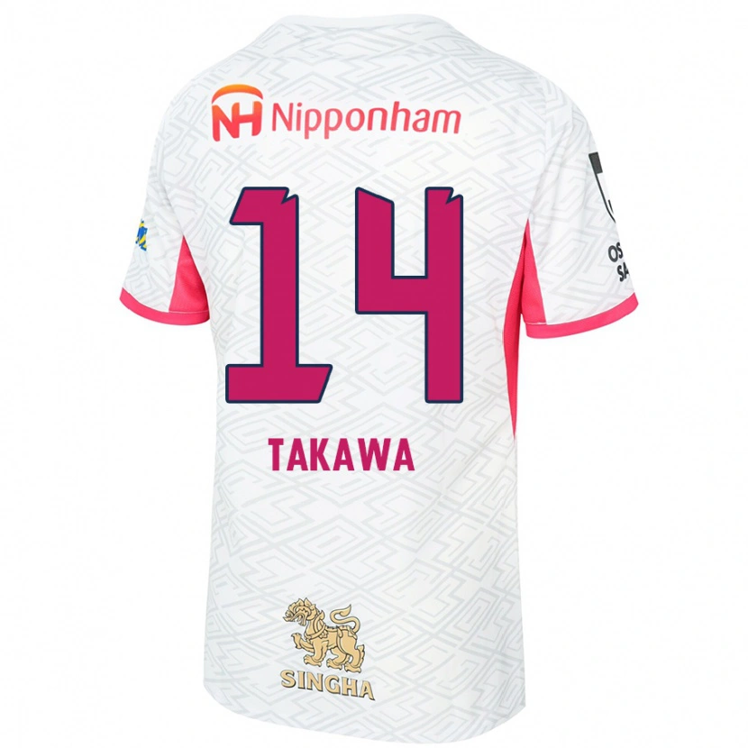 Danxen Criança Camisola Serika Takawa #14 Branco Rosa Sakura Alternativa 2025/26 Camisa