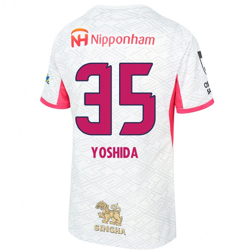 Danxen Criança Camisola Yuji Yoshida #35 Branco Rosa Sakura Alternativa 2025/26 Camisa