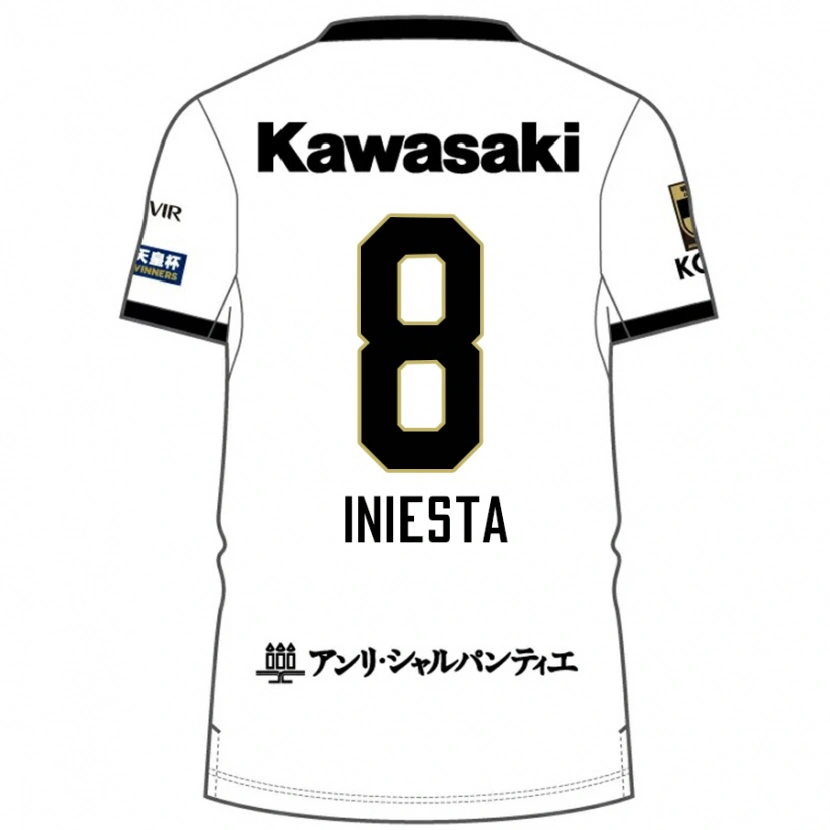 Danxen Criança Camisola Andres Iniesta #8 Branco Preto Alternativa 2025/26 Camisa