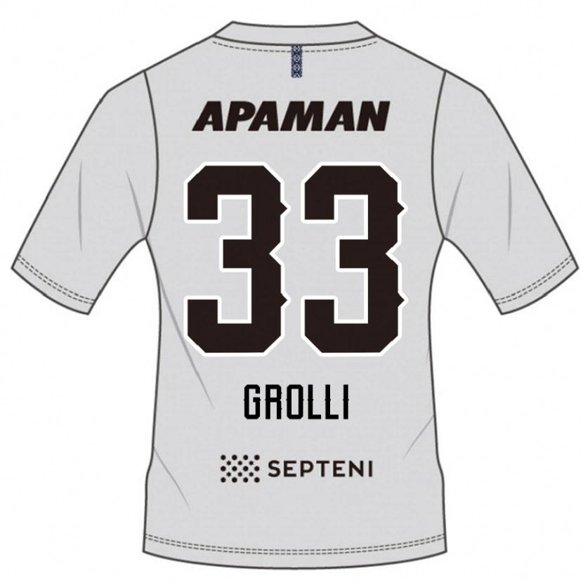 Danxen Criança Camisola Douglas Grolli #33 Cinza Claro Alternativa 2025/26 Camisa