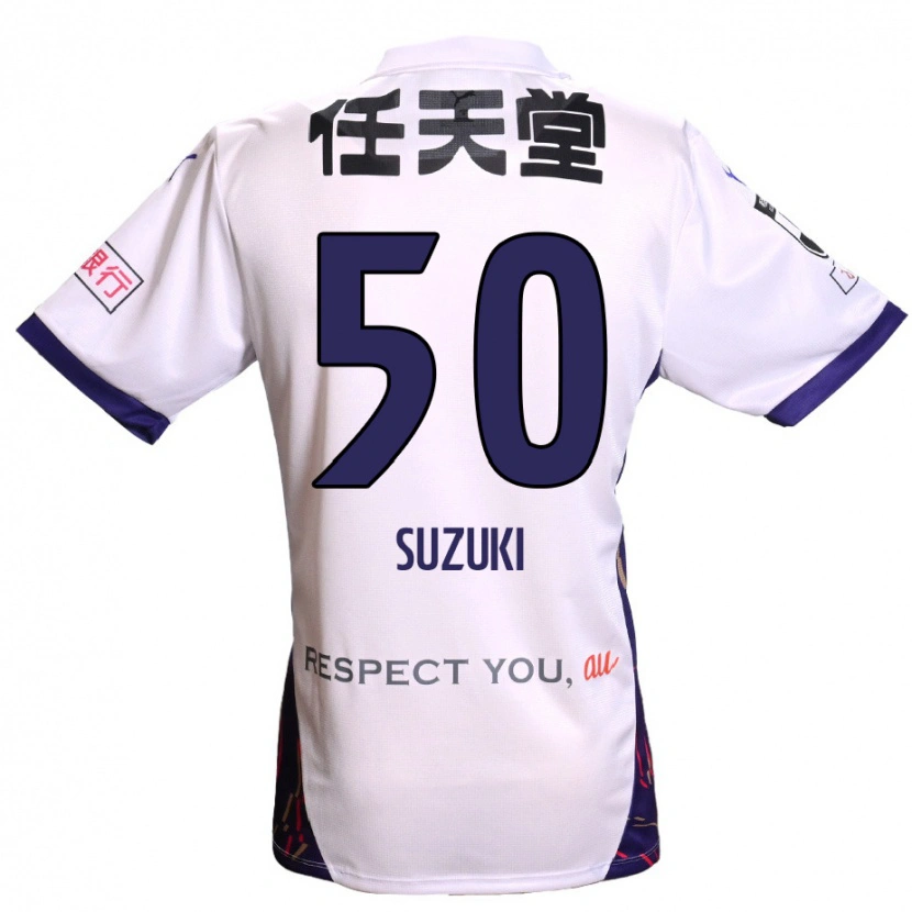Danxen Criança Camisola Yoshinori Suzuki #50 Branco Roxo Preto Alternativa 2025/26 Camisa