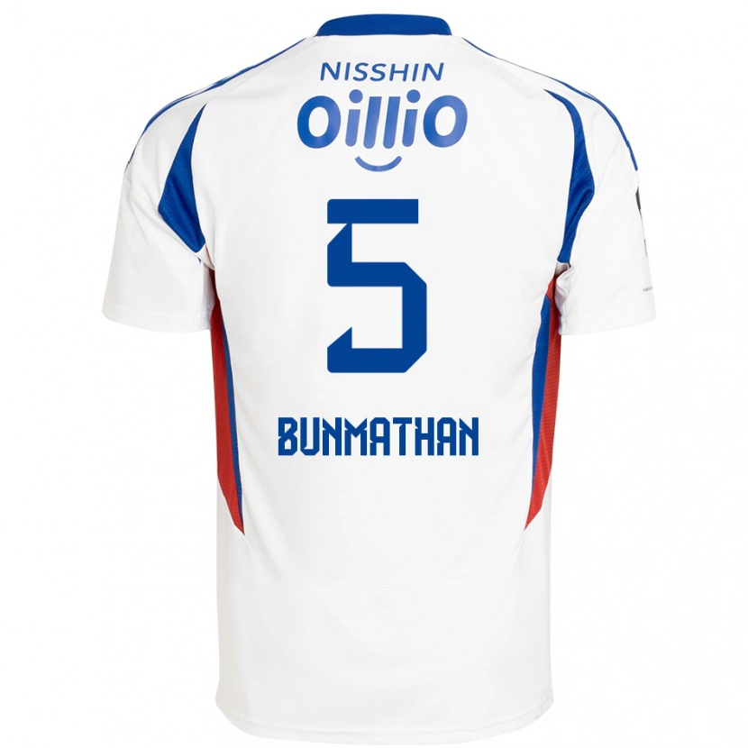 Danxen Criança Camisola Theerathon Bunmathan #5 Branco Azul Royal Alternativa 2025/26 Camisa