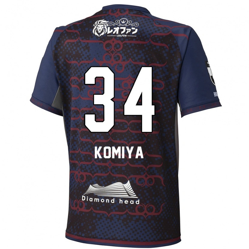 Danxen Criança Camisola Masaki Komiya #34 Azul Vermelho Alternativa 2025/26 Camisa