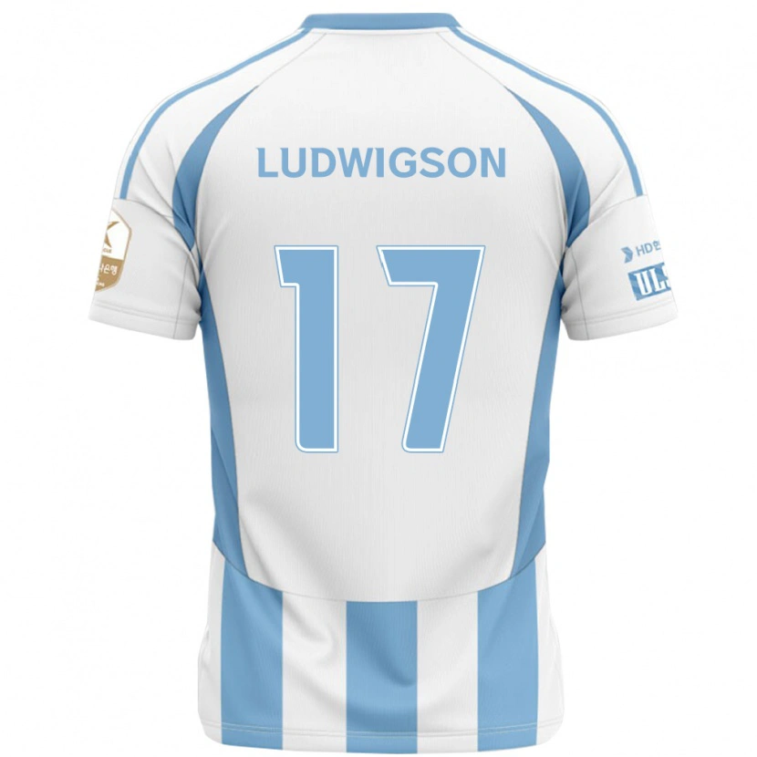 Danxen Criança Camisola Gustav Ludwigson #17 Branco Azul Celeste Alternativa 2025/26 Camisa