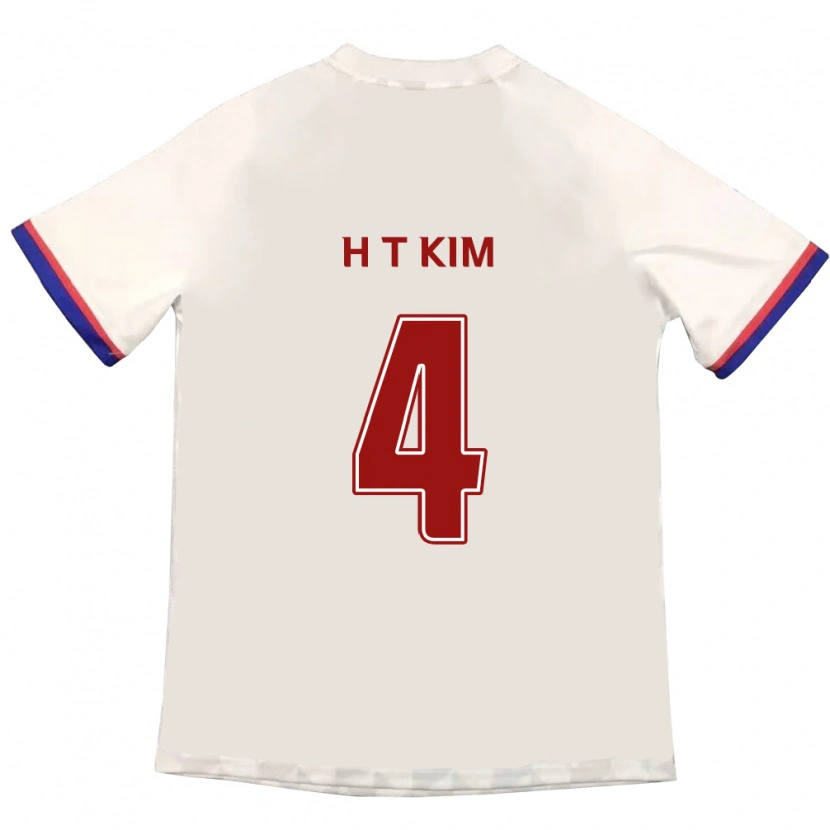 Danxen Criança Camisola Tae-Han Kim #4 Branco Sujo Vermelho Alternativa 2025/26 Camisa