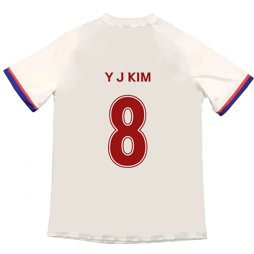 Danxen Criança Camisola Kim Yun-Ji #8 Branco Sujo Vermelho Alternativa 2025/26 Camisa