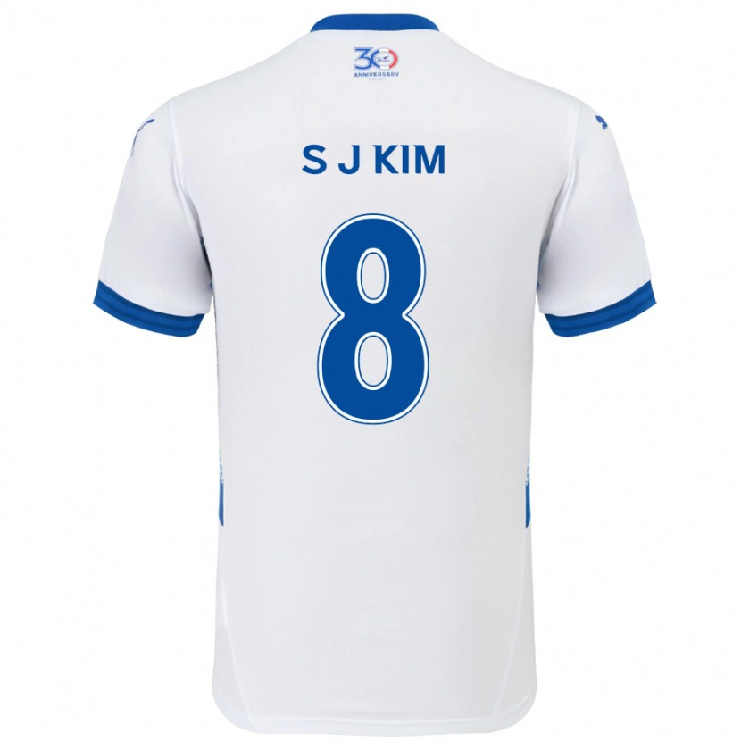 Danxen Criança Camisola Ji-Sung Kim #8 Branco Azul Royal Alternativa 2025/26 Camisa