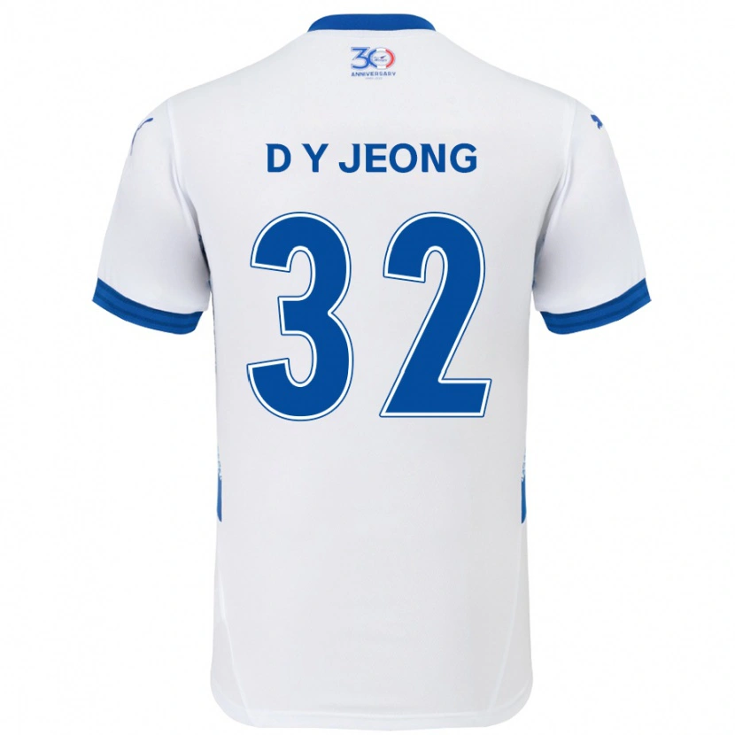 Danxen Criança Camisola Dong-Yun Jeong #32 Branco Azul Royal Alternativa 2025/26 Camisa
