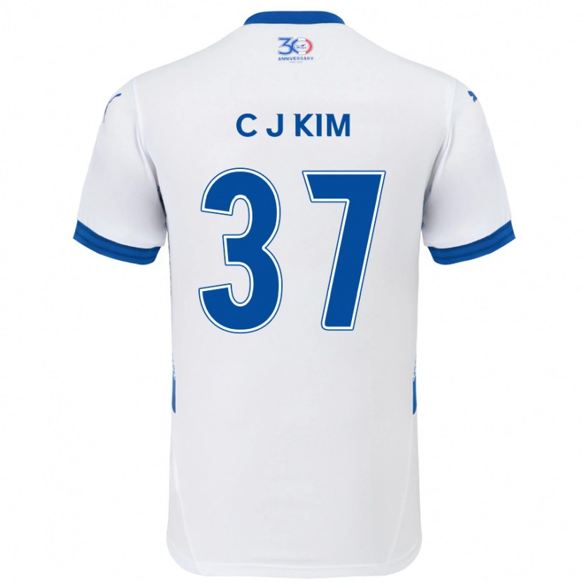 Danxen Criança Camisola Joo-Chan Kim #37 Branco Azul Royal Alternativa 2025/26 Camisa