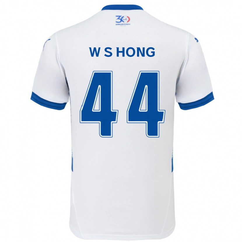 Danxen Criança Camisola Sang-Won Hong #44 Branco Azul Royal Alternativa 2025/26 Camisa