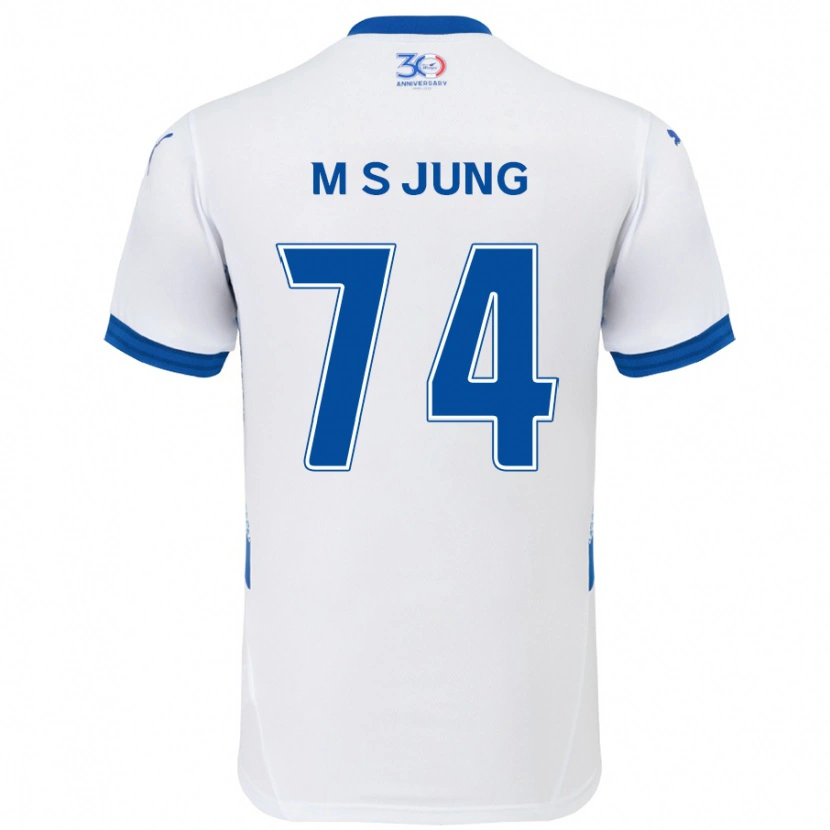 Danxen Criança Camisola Sung-Min Jung #74 Branco Azul Royal Alternativa 2025/26 Camisa