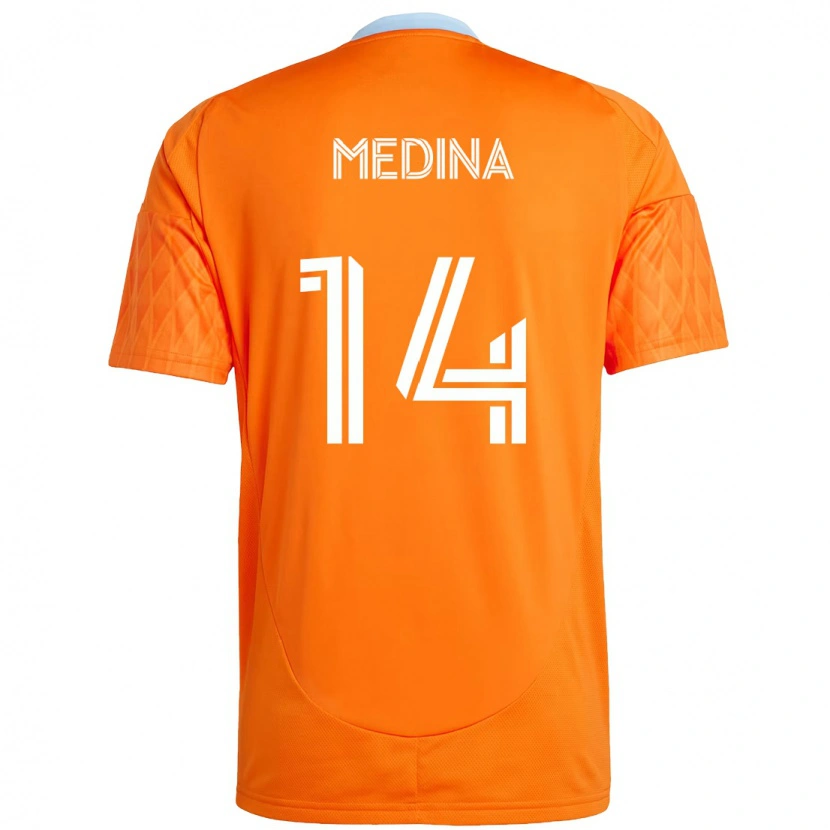 Danxen Homem Camisola Jeferson Medina #14 Laranja Branco Principal 2025/26 Camisa