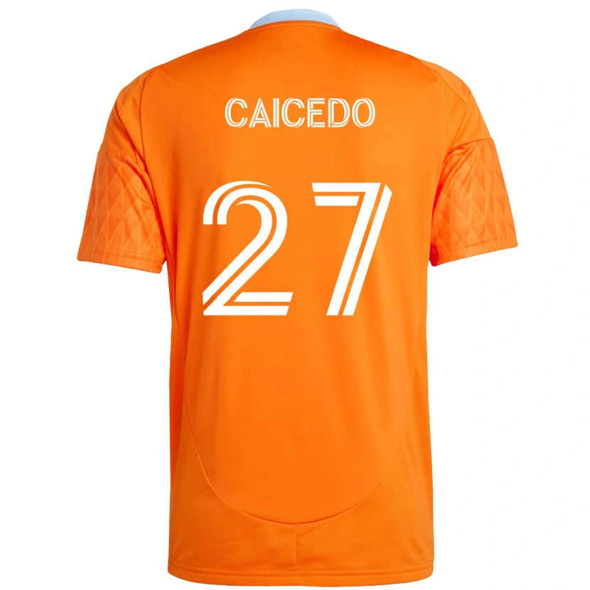 Danxen Homem Camisola Luis Caicedo #27 Laranja Branco Principal 2025/26 Camisa