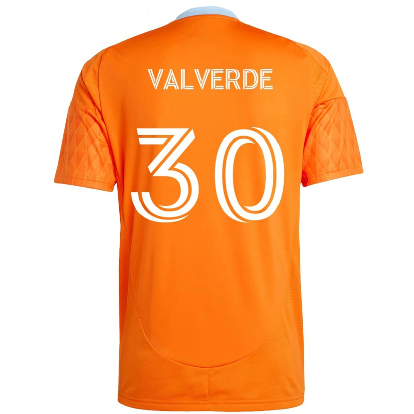 Danxen Homem Camisola Jefferson Valverde #30 Laranja Branco Principal 2025/26 Camisa