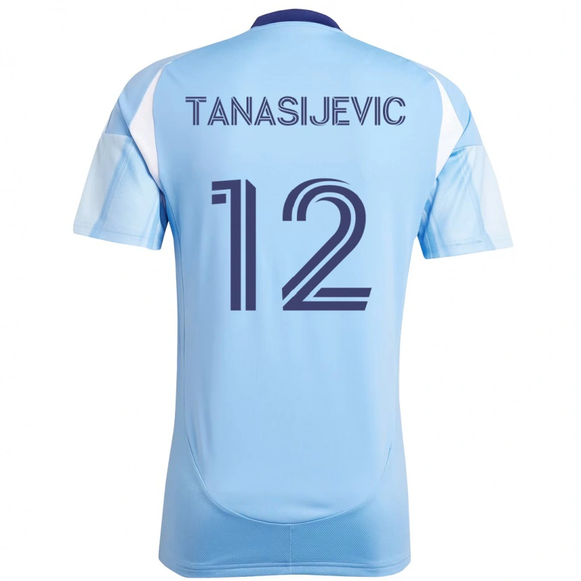 Danxen Homem Camisola Strahinja Tanasijević #12 Azul Claro Principal 2025/26 Camisa
