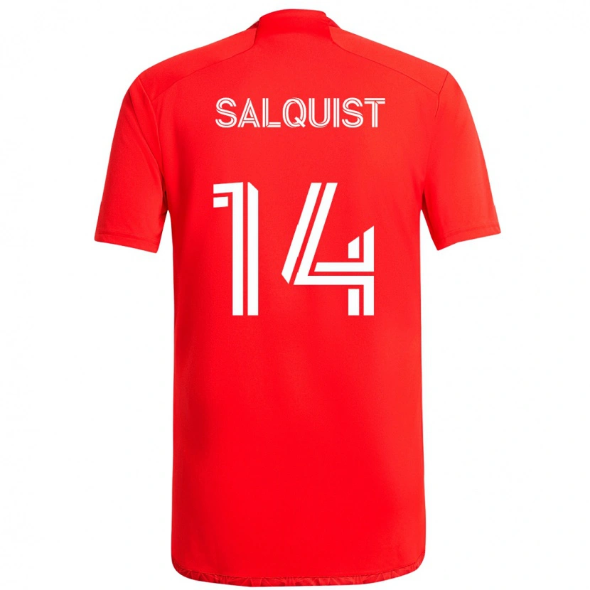 Danxen Homem Camisola Tobias Salquist #14 Vermelho Branco Principal 2025/26 Camisa