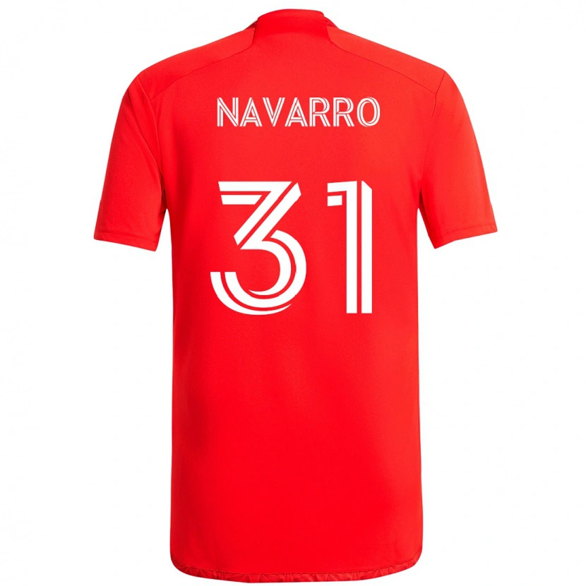 Danxen Homem Camisola Federico Navarro #31 Vermelho Branco Principal 2025/26 Camisa