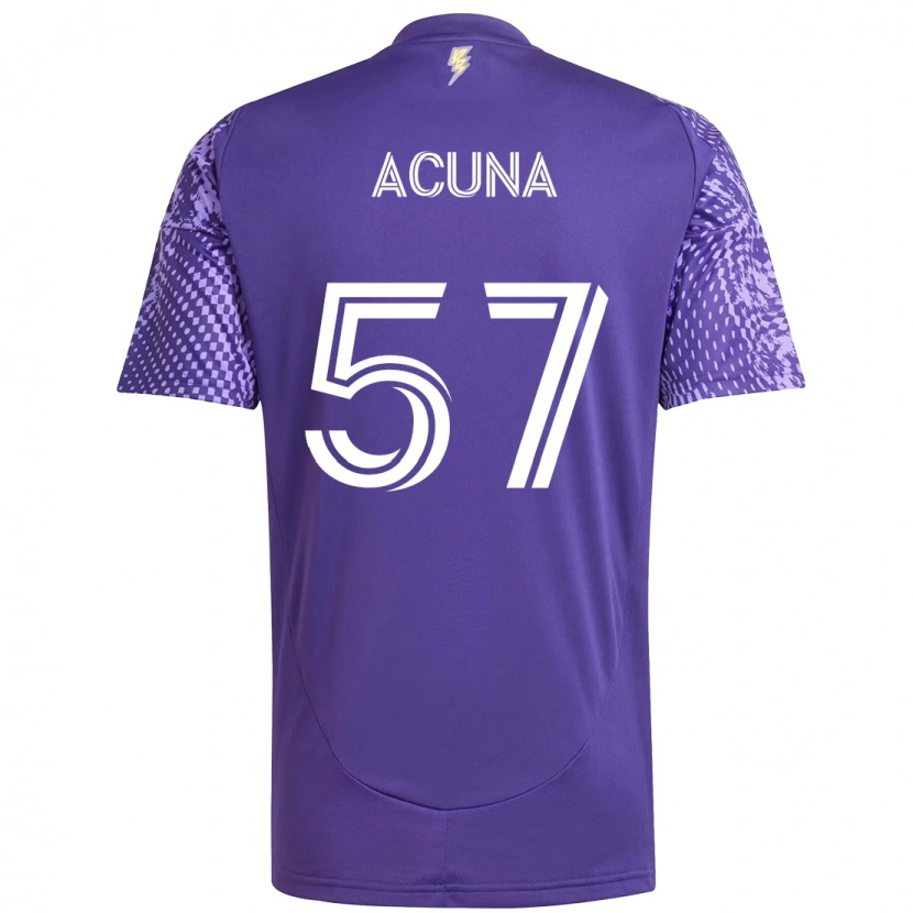 Danxen Homem Camisola Cristofer Acuña #57 Roxo Branco Principal 2025/26 Camisa