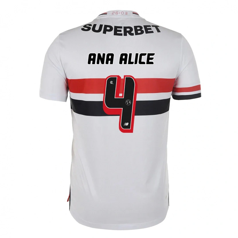 Danxen Homem Camisola Ana Alice Luciano Da Silva #4 Vermelho Preto Branco Principal 2025/26 Camisa