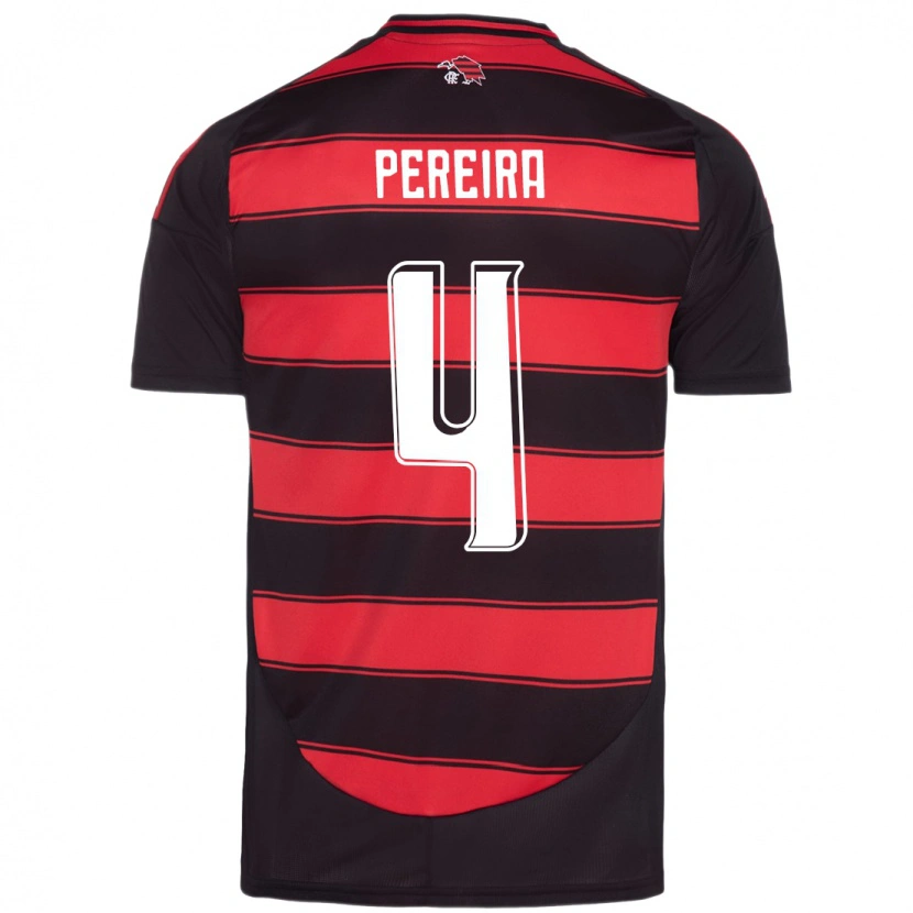 Danxen Homem Camisola Léo Pereira #4 Vermelho Preto Principal 2025/26 Camisa